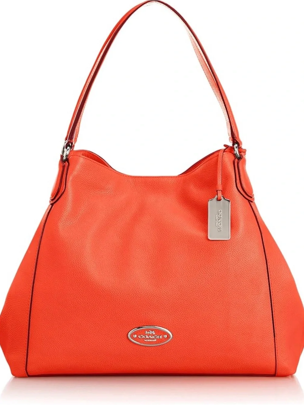 Coach Bright Orange Pebble Leather Shoulder Bag - Picture 1 of 16